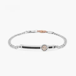 Bracciale Zancan in oro bianco con diamanti e rosa dei venti.