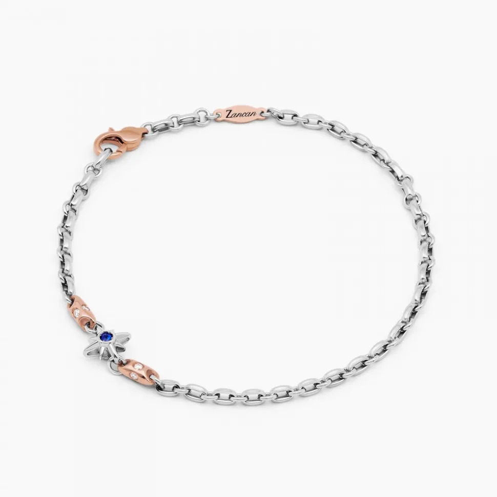 Bracciale Zancan in oro bianco con diamanti e rosa dei venti.