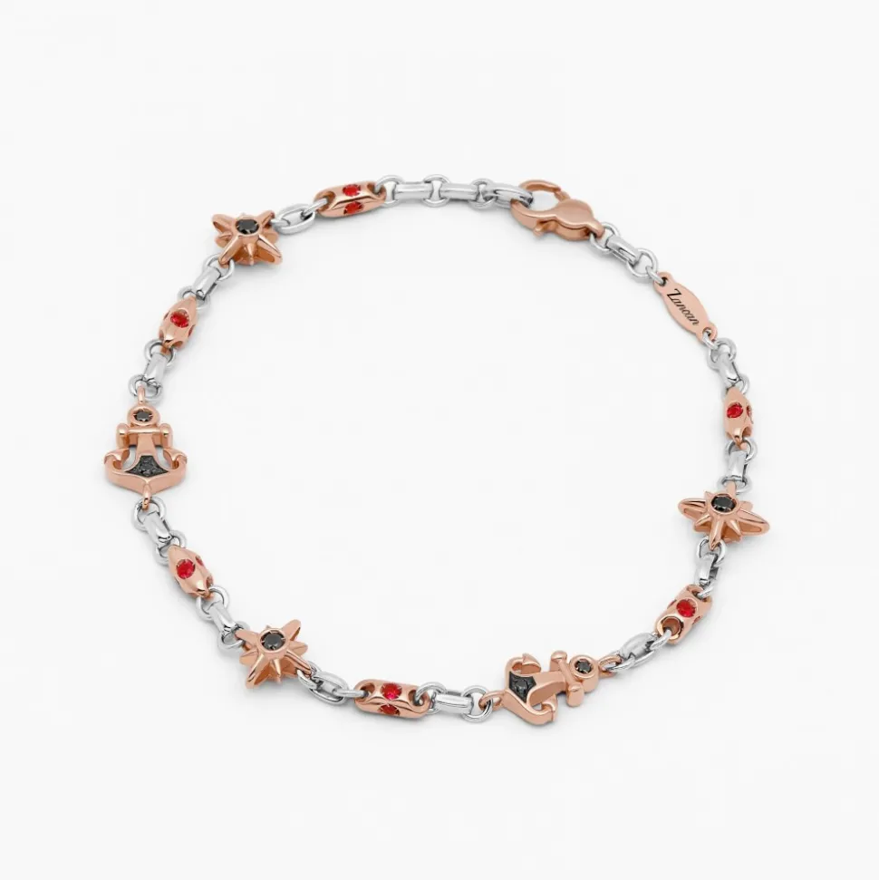 Bracciale Zancan in oro bianco con diamanti e pietre preziose.