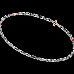Bracciale Zancan in oro bianco con diamanti e croce.