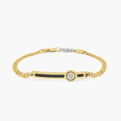 Bracciale  Zancan in oro giallo con diamanti e rosa dei venti.