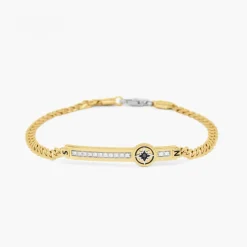 Bracciale  Zancan in oro giallo con diamanti e rosa dei venti.