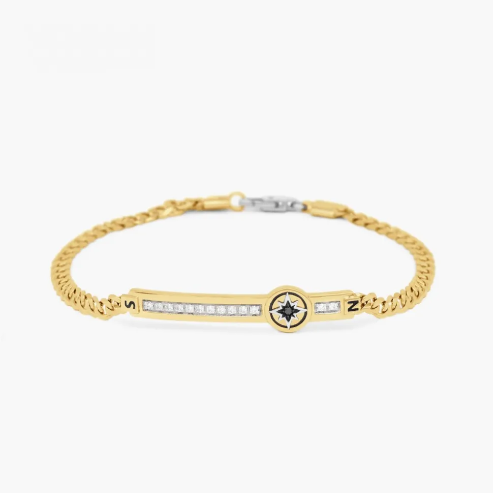 Bracciale Zancan in oro giallo con diamanti e rosa dei venti.