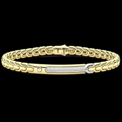 Bracciale Zancan in oro 18kt con targa e diamanti.