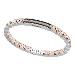 Bracciale Zancan in oro 18k ed argento con targa e pietre nere.