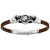 Bracciale Zancan in pelle ed argento con pantere.