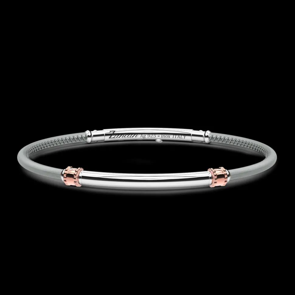 Bracciale Zancan in pelle naturale con targa in argento.