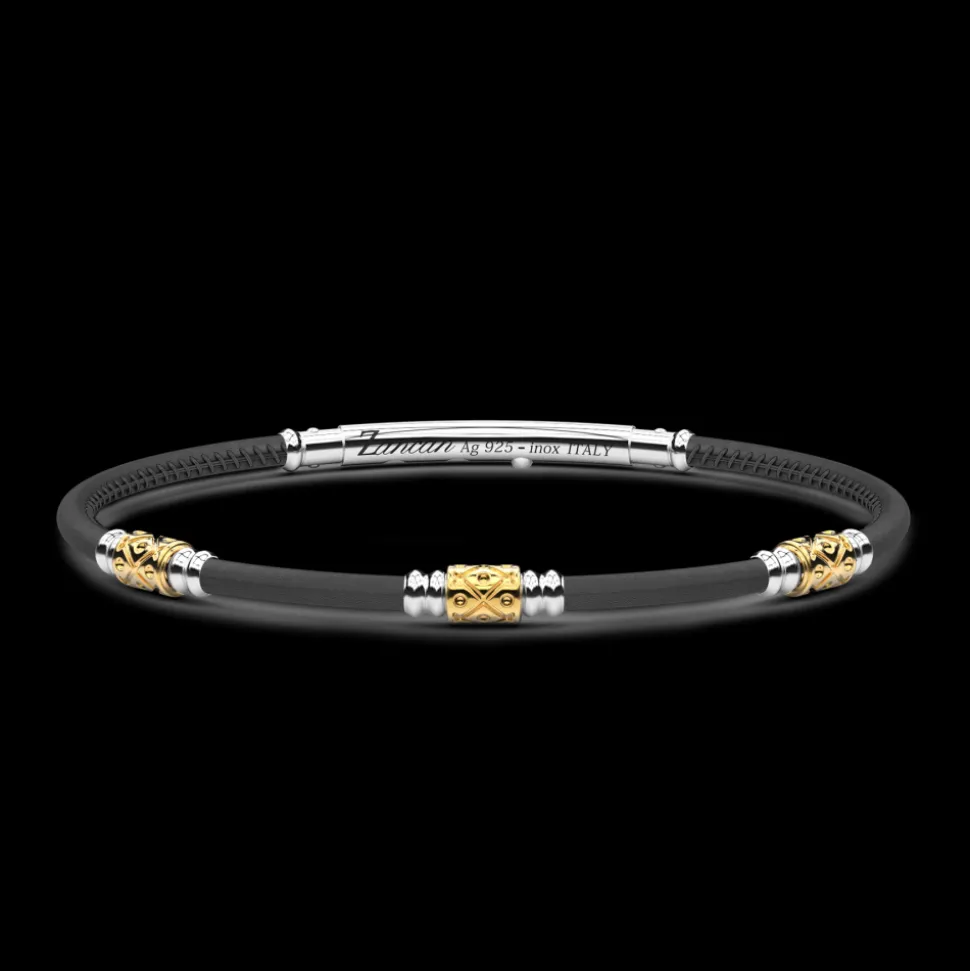 Bracciale Zancan in pelle naturale con elementi in argento.