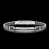 Bracciale Zancan in pelle naturale con targa in argento e pietre nere.