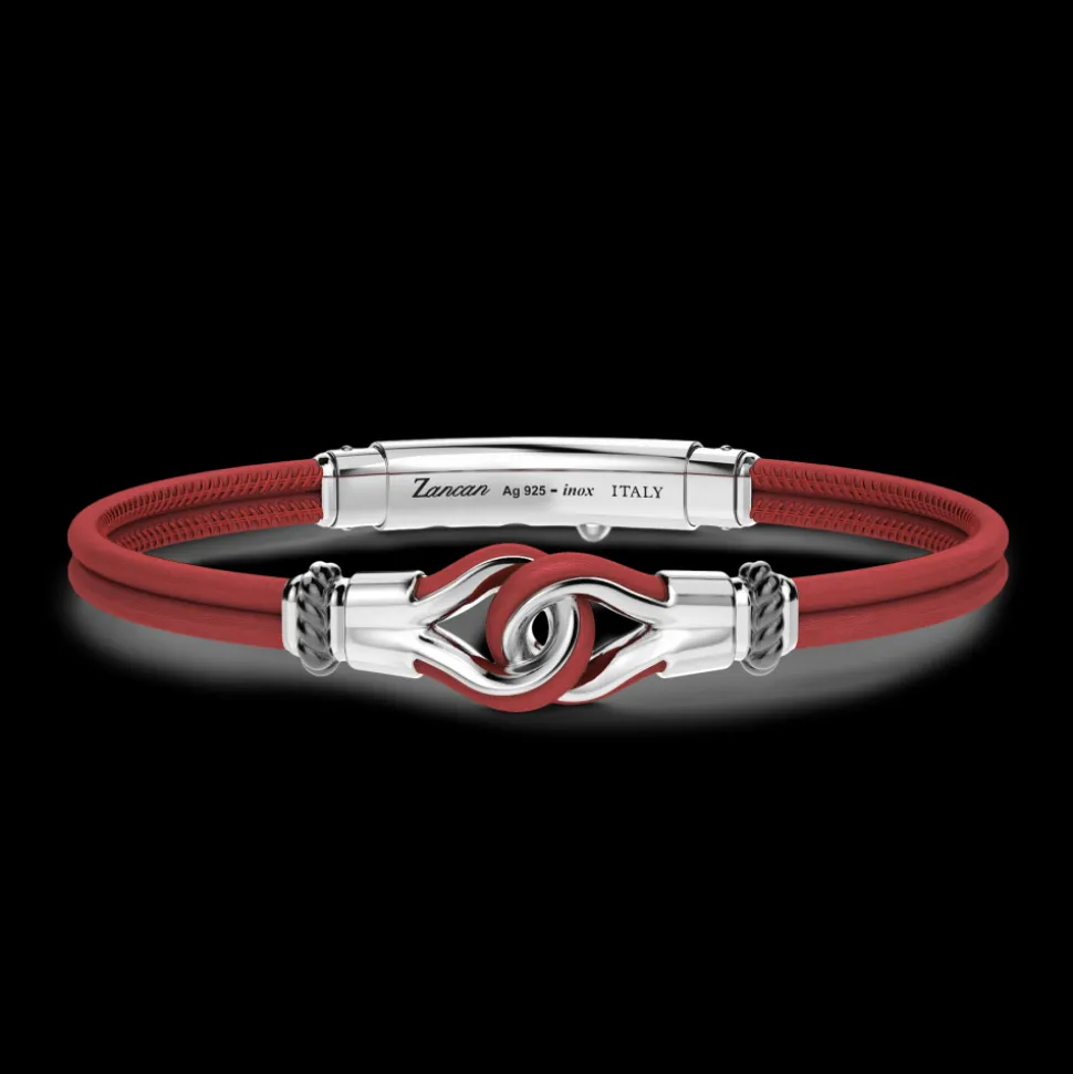 Bracciale Zancan in pelle naturale con nodo in argento.