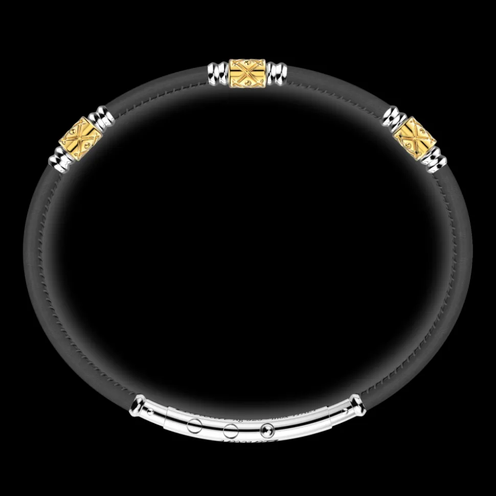 Bracciale Zancan in pelle naturale con elementi in argento.