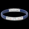 Bracciale Zancan in silicone nero con targa in argento e dettagli in oro rosa.