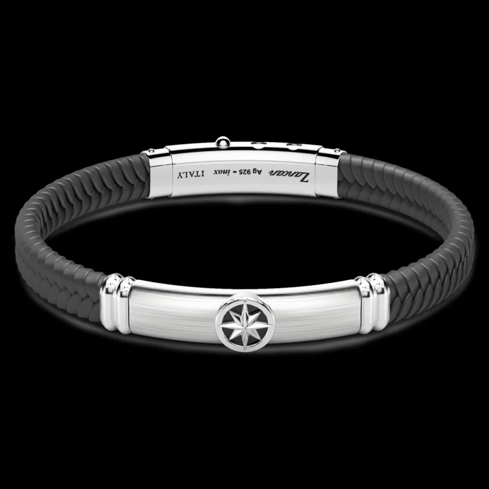 Bracciale Zancan in silicone nero con targa in argento.