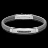 Bracciale Zancan in silicone con targa in argento e pietre nere.