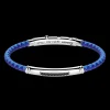 Bracciale Zancan in silicone con targa in argento e pietre nere.
