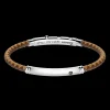 Bracciale Zancan in silicone con targa in argento e pietra nera.