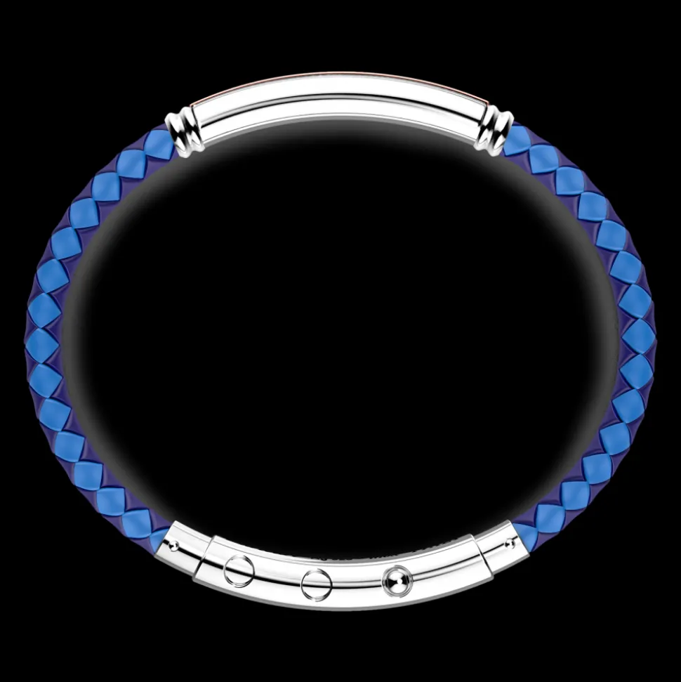 Bracciale Zancan in silicone nero con targa in argento e dettagli in oro rosa.