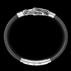 Bracciale Zancan in silicone con targa in argento e pietre nere.