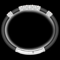 Bracciale Zancan in silicone nero con targa in argento e dettagli in oro rosa.