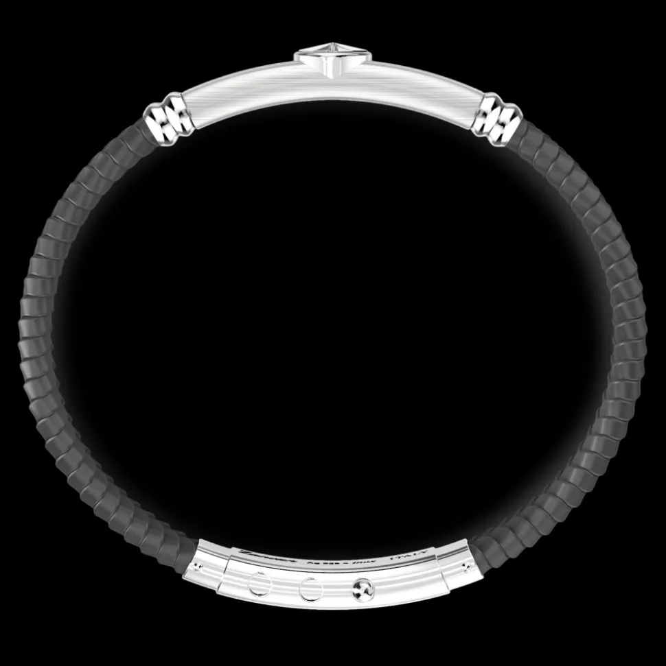 Bracciale Zancan in silicone nero con targa in argento.