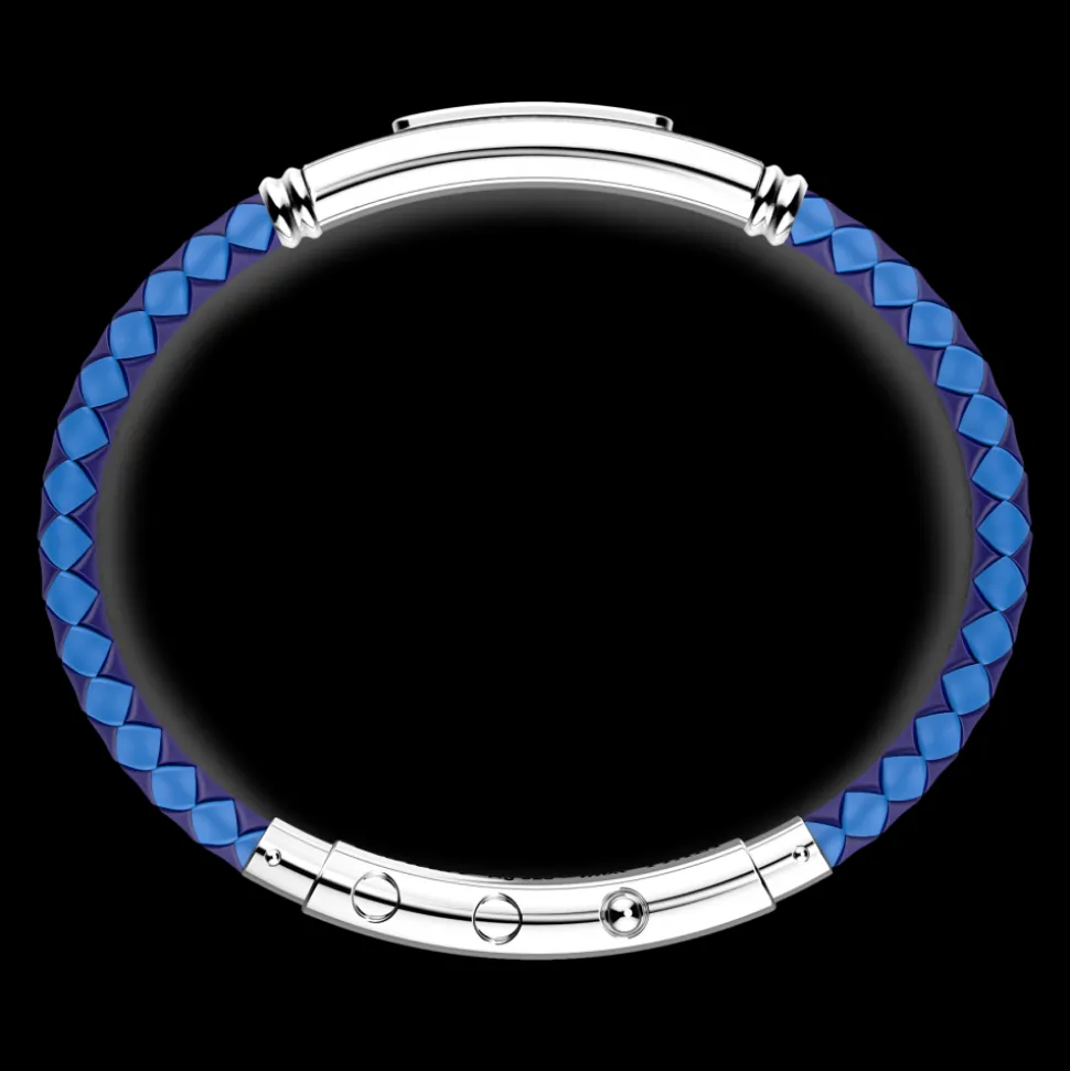 Bracciale Zancan in silicone con targa in argento e pietre nere.