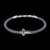 Bracciale Zancan morbido con sfere in argento e croce con pietre.