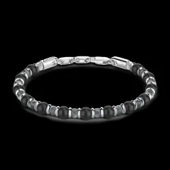 Bracciale Zancan morbido con sfere in argento e in pietra onice.
