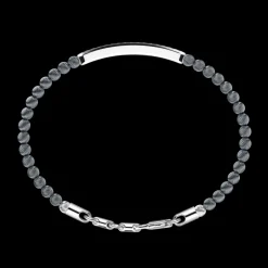 Bracciale Zancan morbido con sfere in argento e targa con pietre nere.