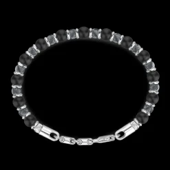 Bracciale Zancan morbido con sfere in argento e in pietra onice.
