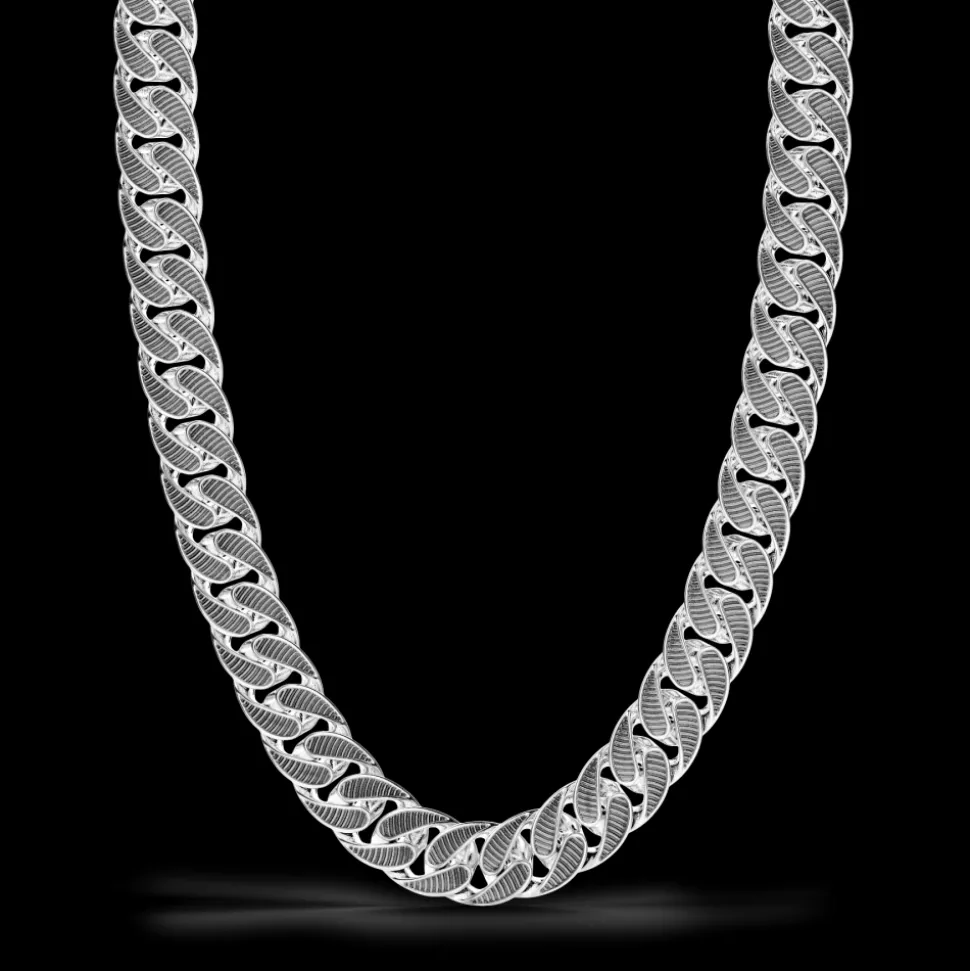 Collana a grumetta larga Zancan con finiture striate in colore nero.