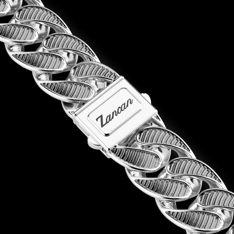Collana a grumetta larga Zancan con finiture striate in colore nero.