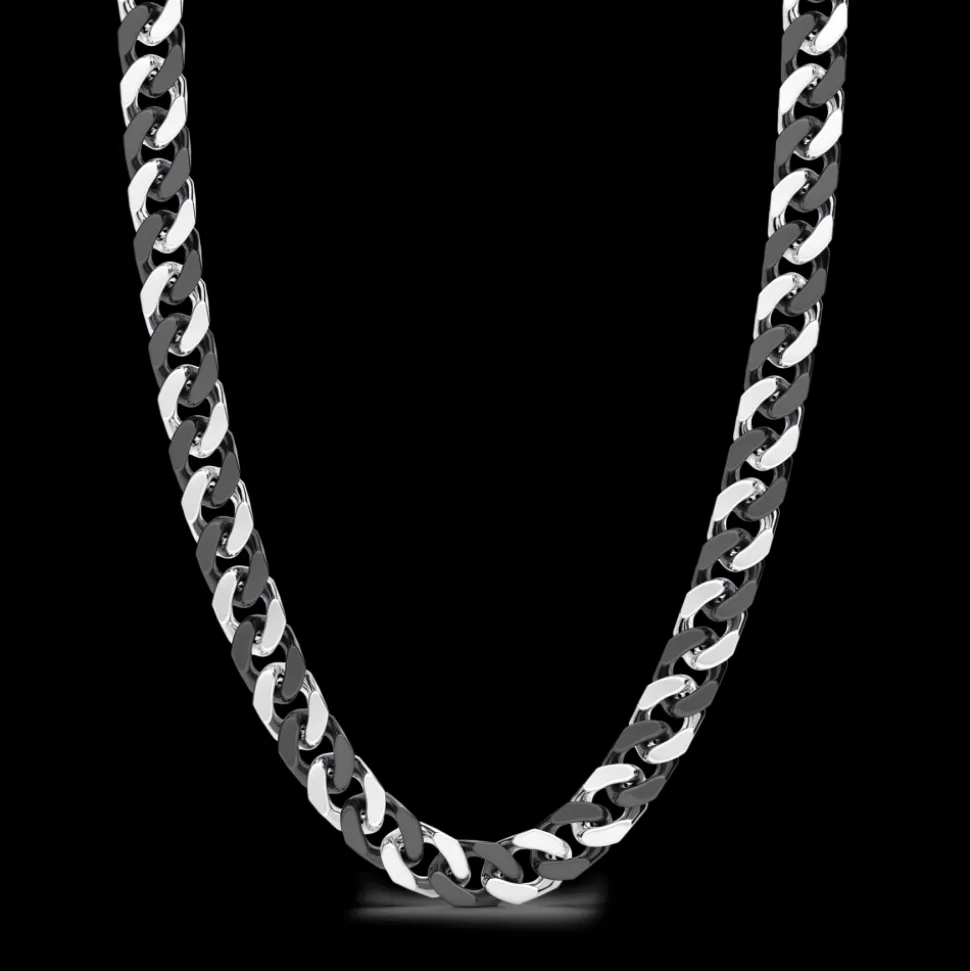 Collana a grumette Zanca in argento e ceramica nera.