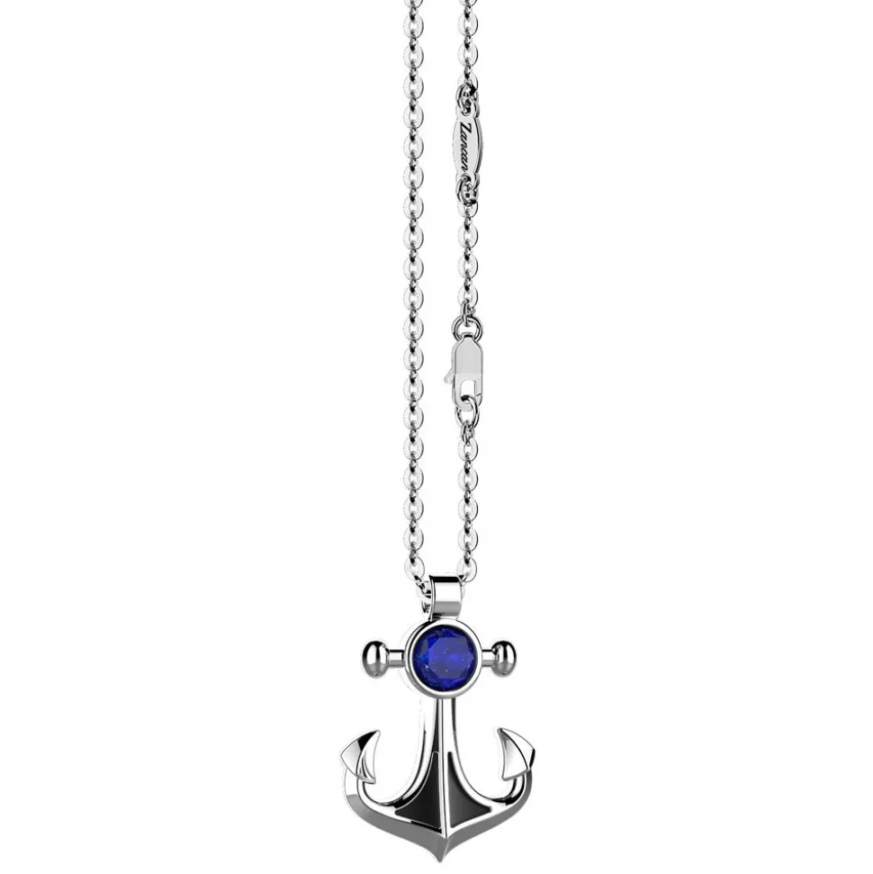 Collana con pendente ad ancora con Lapis naturale