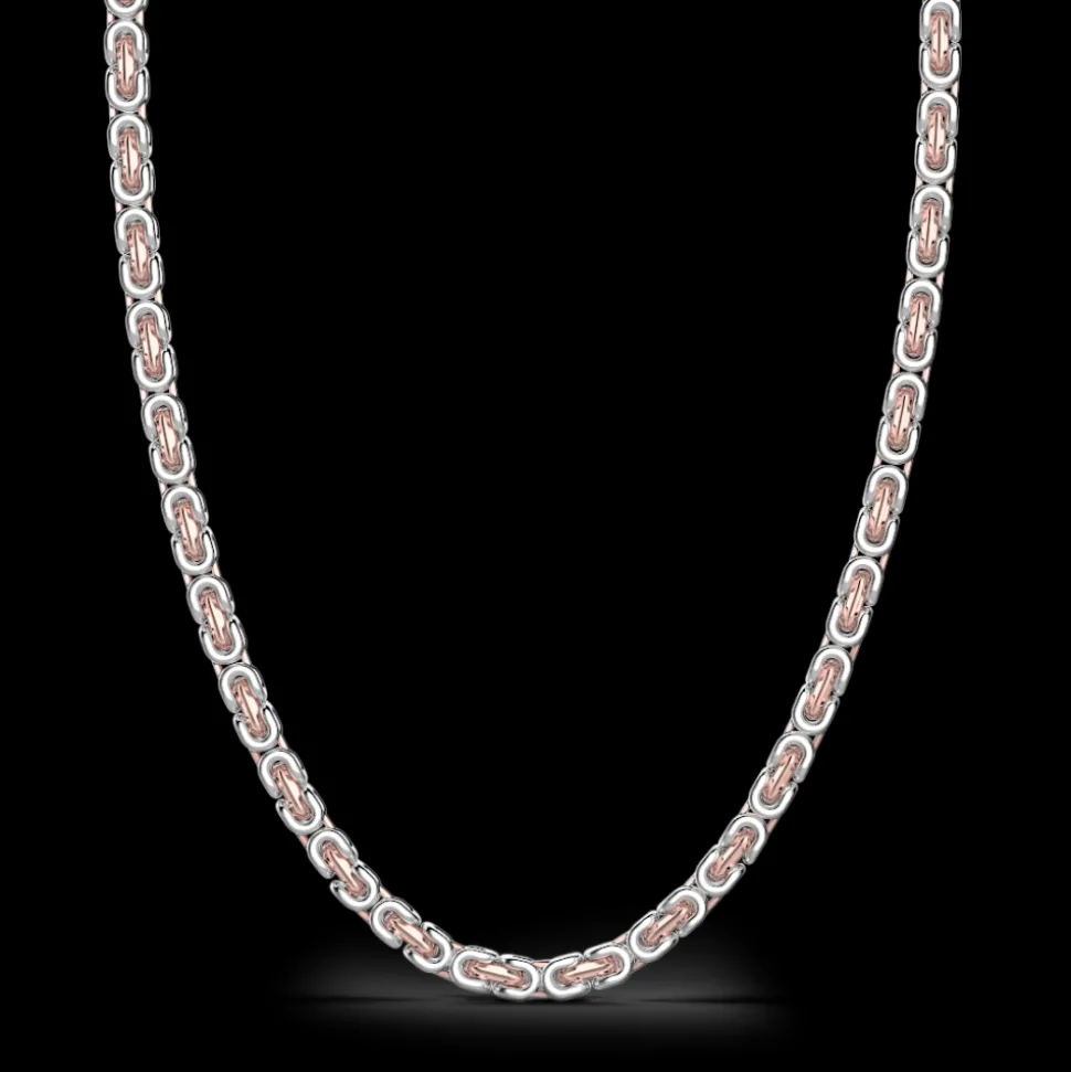 Collana da uomo Zancan a catena in argento e oro rosa.