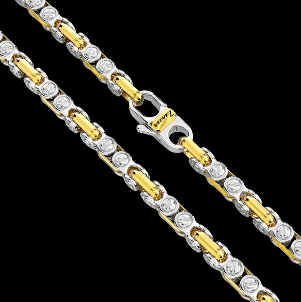 Collana da uomo Zancan a catena in argento e oro 18k.