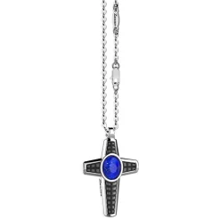 Collana in argento con pendente a croce e Lapis.