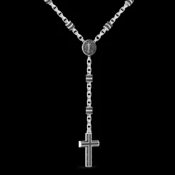 Collana rosario Zancan in argento con pietre nere.