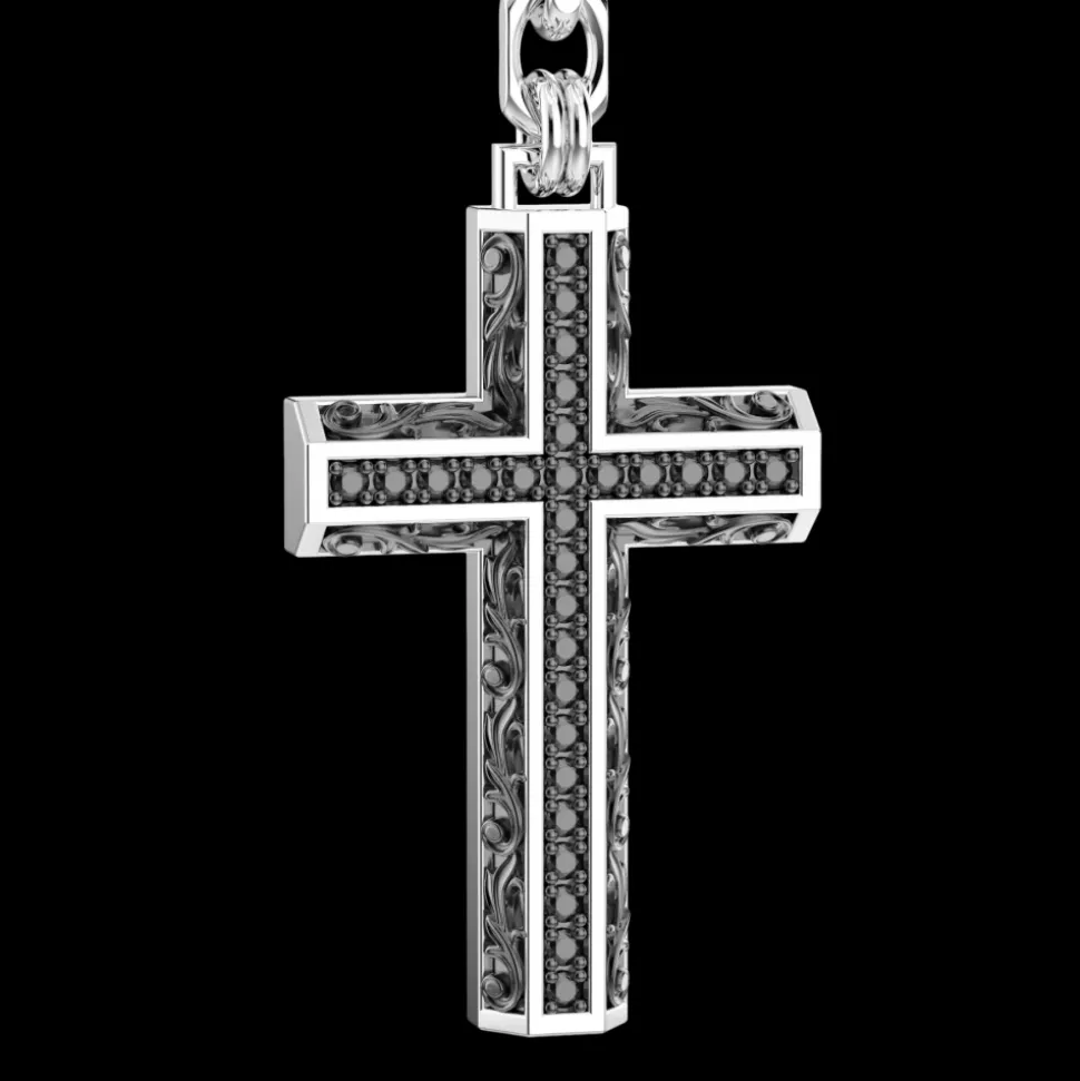 Collana rosario Zancan in argento con pietre nere.