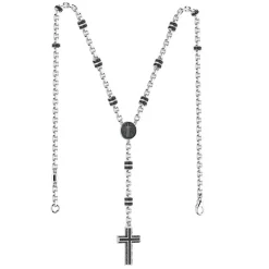 Collana rosario Zancan in argento con pietre nere.