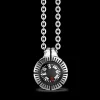 Collana Zancan con bussola nera in argento.