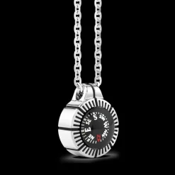 Collana Zancan con bussola nera in argento.