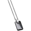Collana Zancan in acciaio con piastrina e pietre nere.