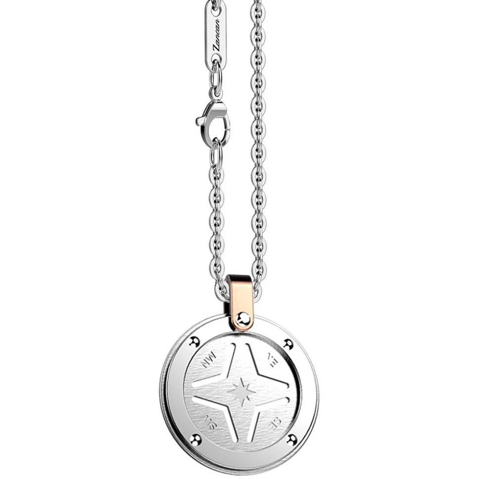 Collana Zancan in acciaio con rosa dei venti .