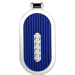 Collana Zancan in acciaio con piastrina e zaffiro bianco.