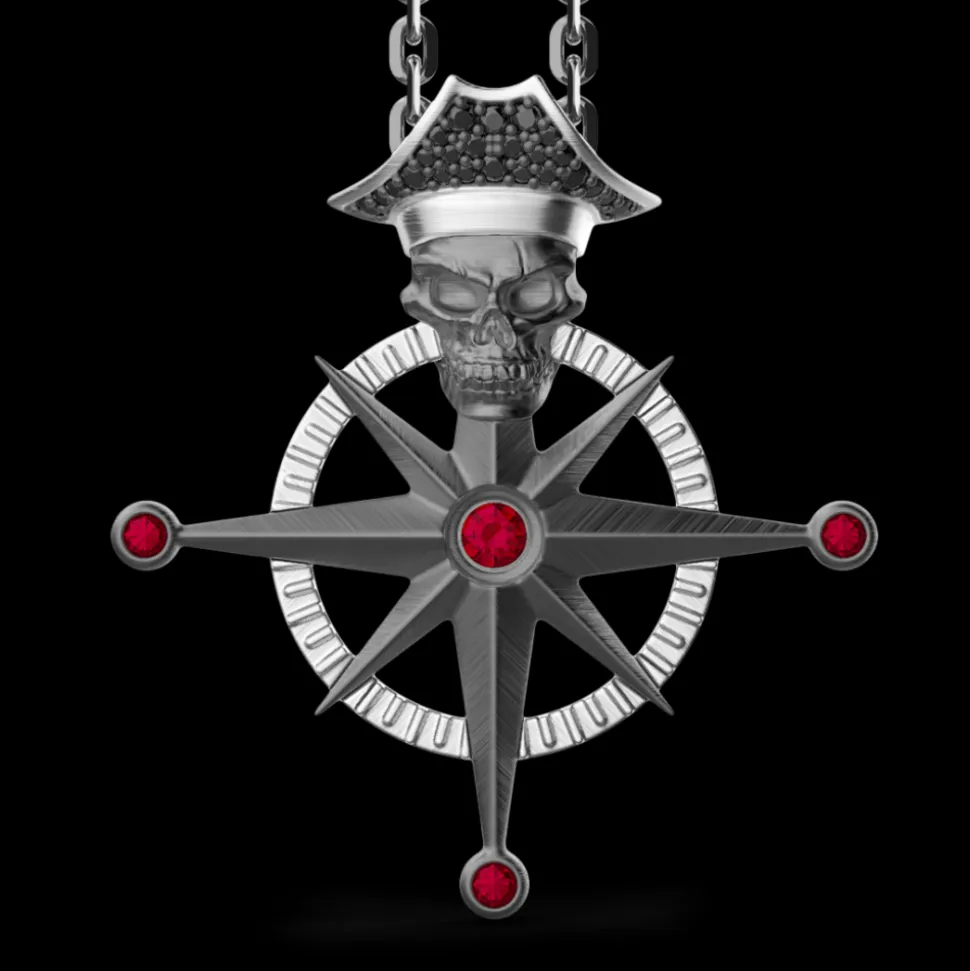 Collana Zancan in argento con pendente a teschio pirata.