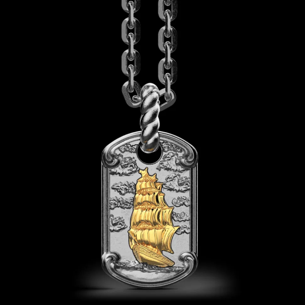 Collana Zancan in argento brunito con veliero.