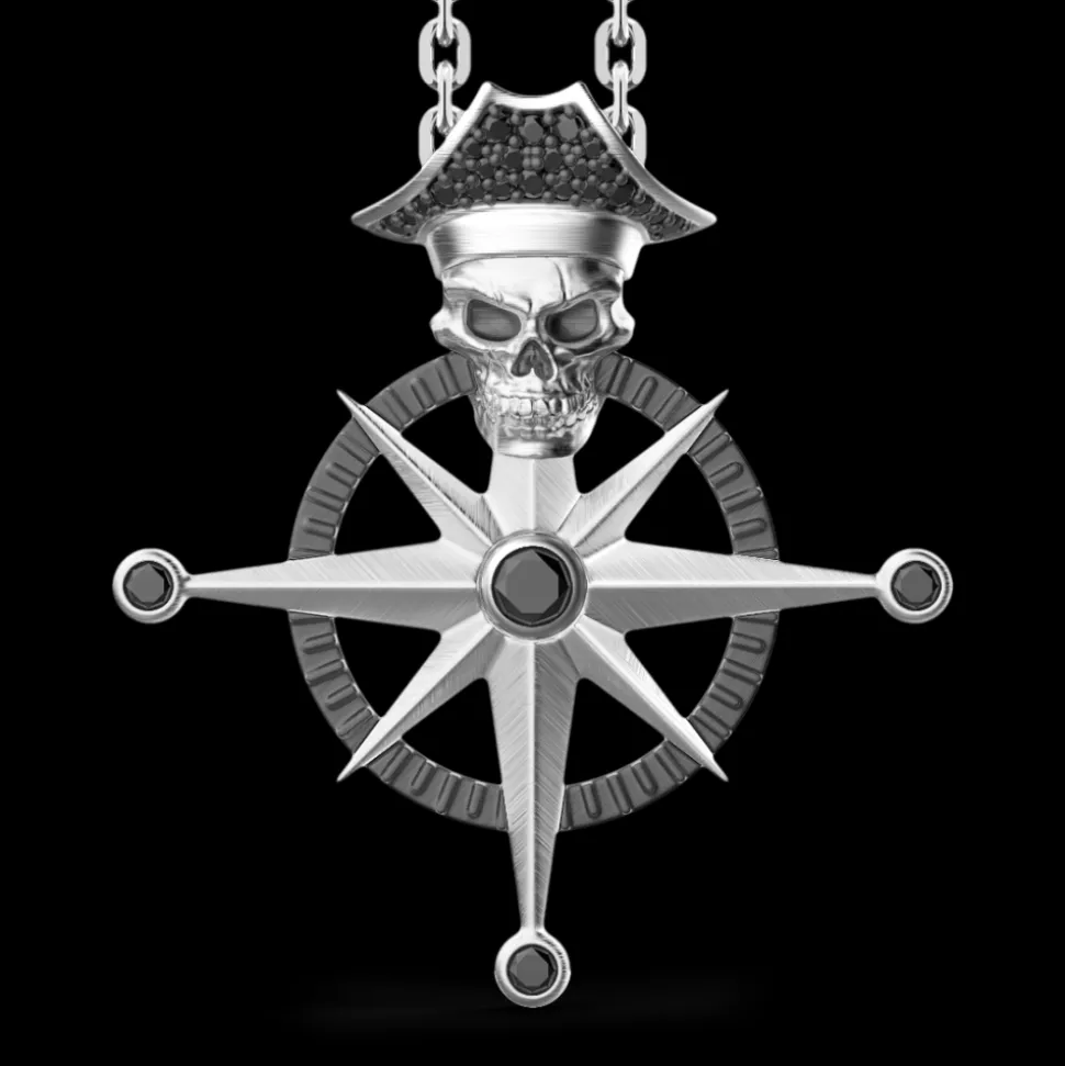Collana Zancan in argento con pendente a teschio pirata.