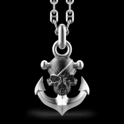 Collana Zancan in argento con pendente a teschio pirata.