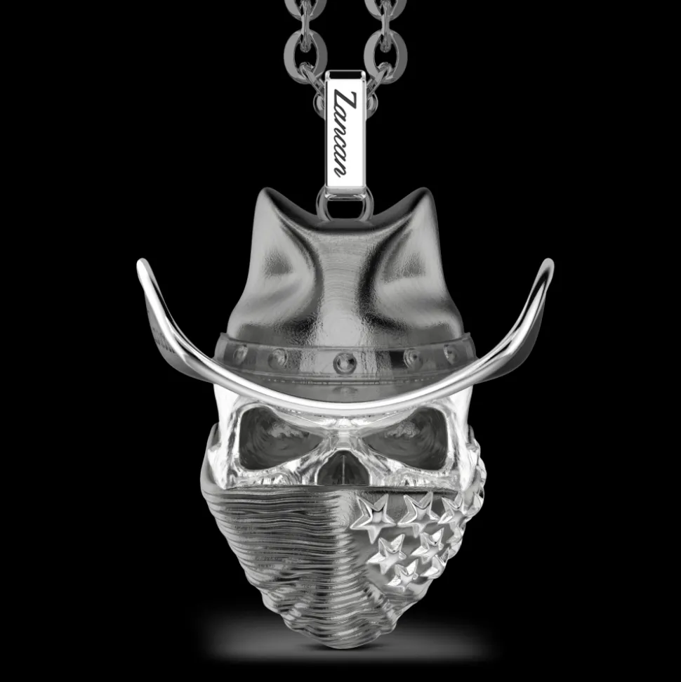 Collana Zancan in argento con pendente a teschio cowbloy.