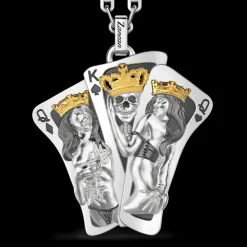Collana Zancan in argento con pendente a carte da gioco.